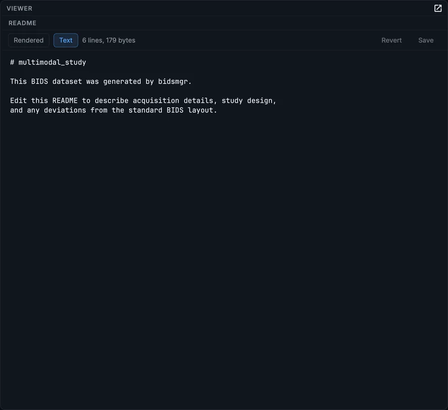The README in the Editor's document viewer, rendered.