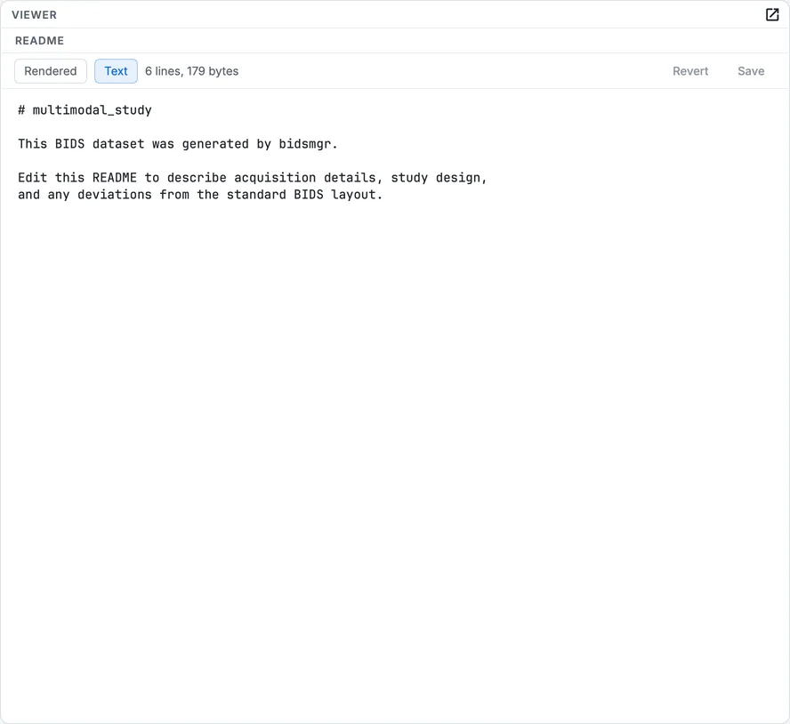 The README in the Editor's document viewer, rendered.