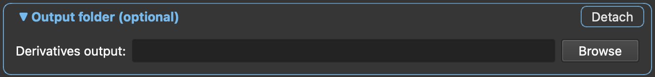 Empty output folder panel