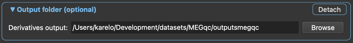 Output folder panel with custom root