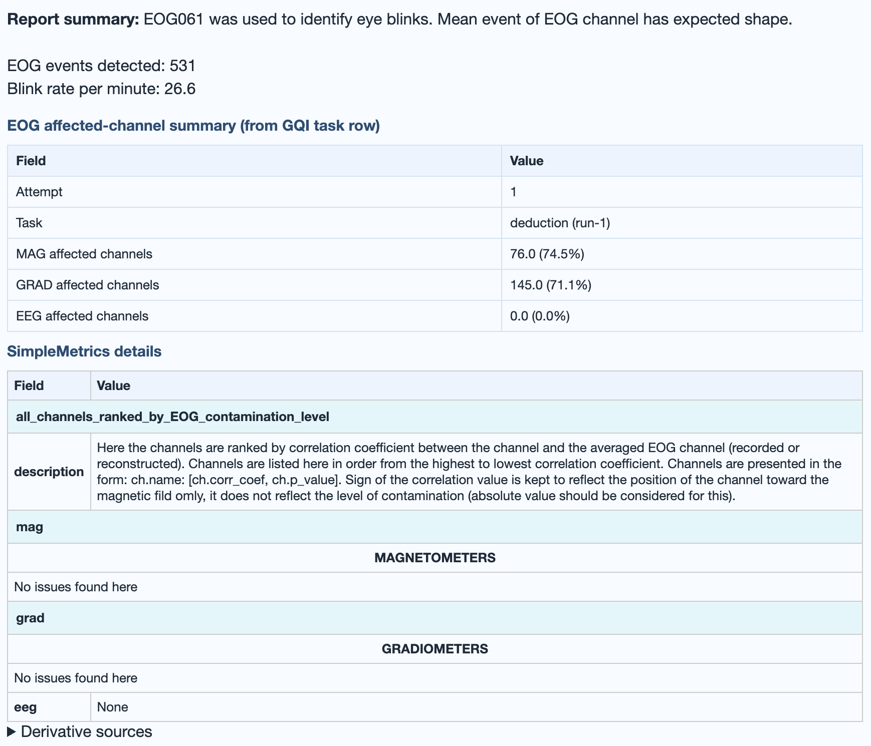 EOG QC summary